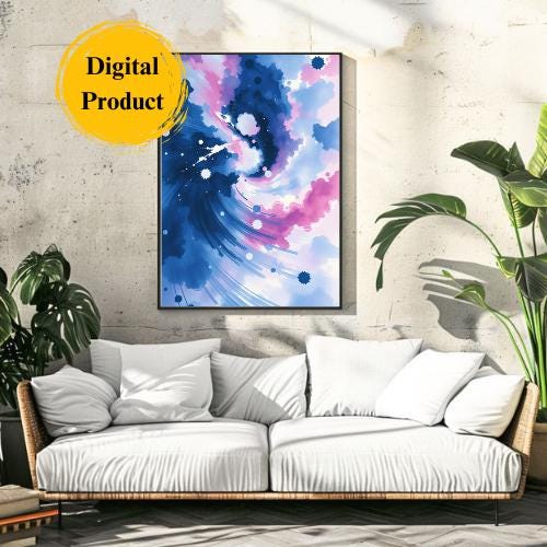 Cosmic Swirls Abstract Art Prints: Celestial Modern Decor (Digital Download)