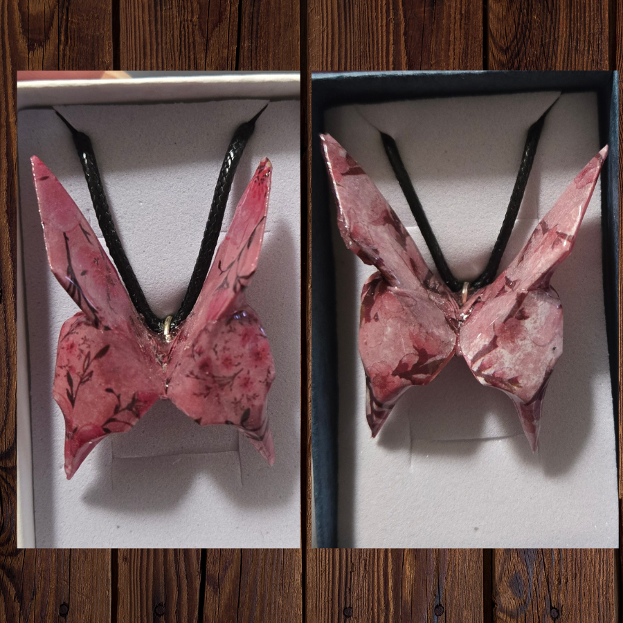 Origami Butterfly Necklace: Floral Paper Jewelry
