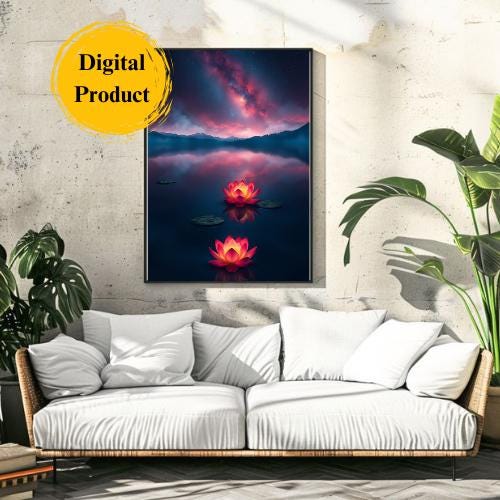Lotus Flower Wall Art Prints: Mystical Nature Set of 3 (Digital Download)