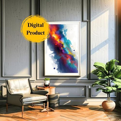 Cosmic Swirls Abstract Art Prints: Celestial Modern Decor (Digital Download)