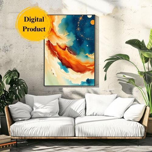 Cosmic Swirls Abstract Art Prints: Celestial Modern Decor (Digital Download)