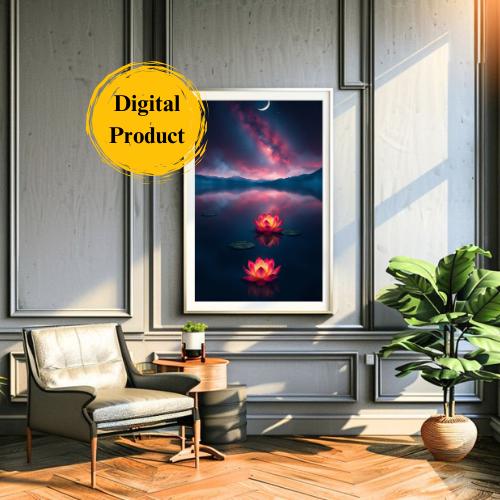 Lotus Flower Wall Art Prints: Mystical Nature Set of 3 (Digital Download)