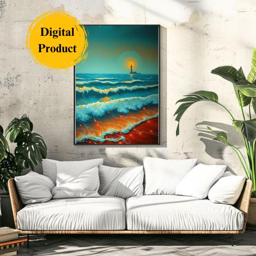Lighthouse Coastal Art Prints: Mystical Ocean Set of 3 (Digital Download)