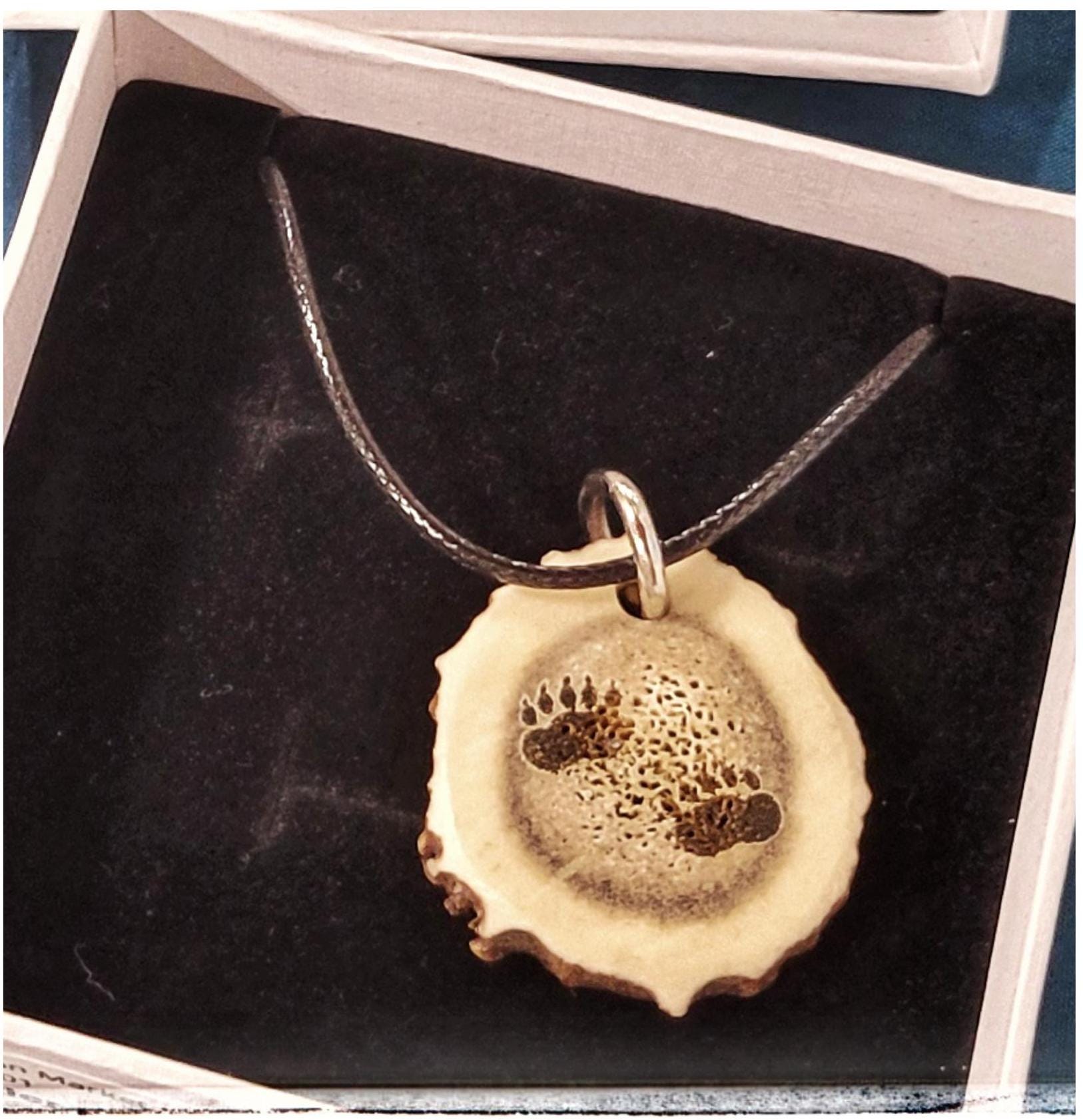 Handmade Engraved Antler Necklace: Nature Jewelry