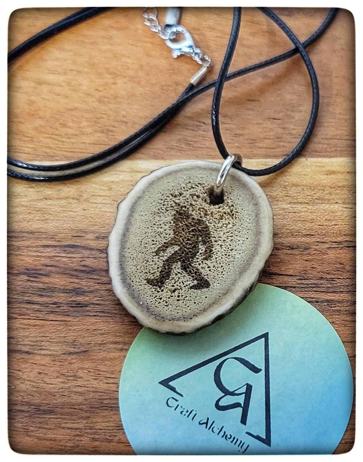 Handmade Engraved Antler Necklace: Nature Jewelry
