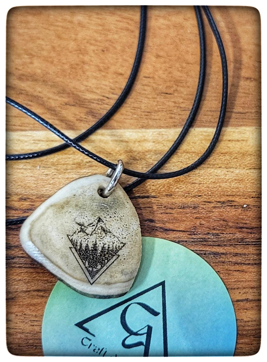 Handmade Engraved Antler Necklace: Nature Jewelry