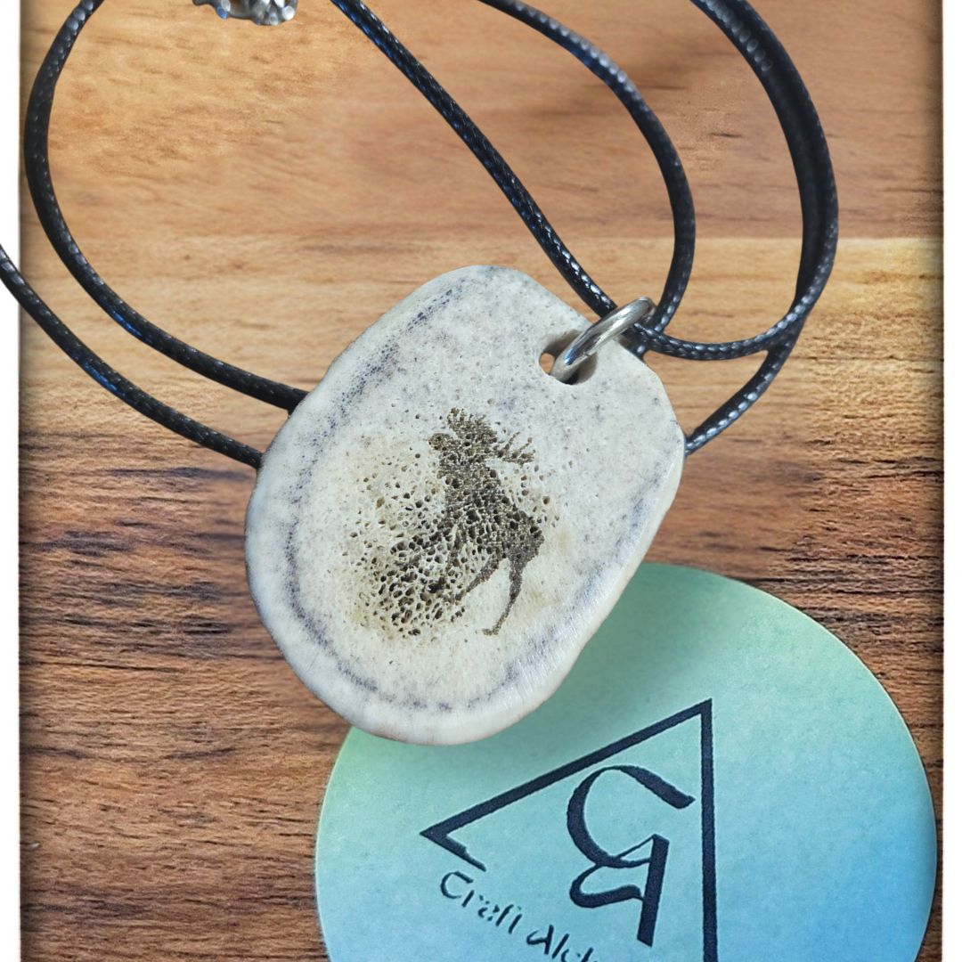 Engraved Antler Slice Necklace – Choose Your Design