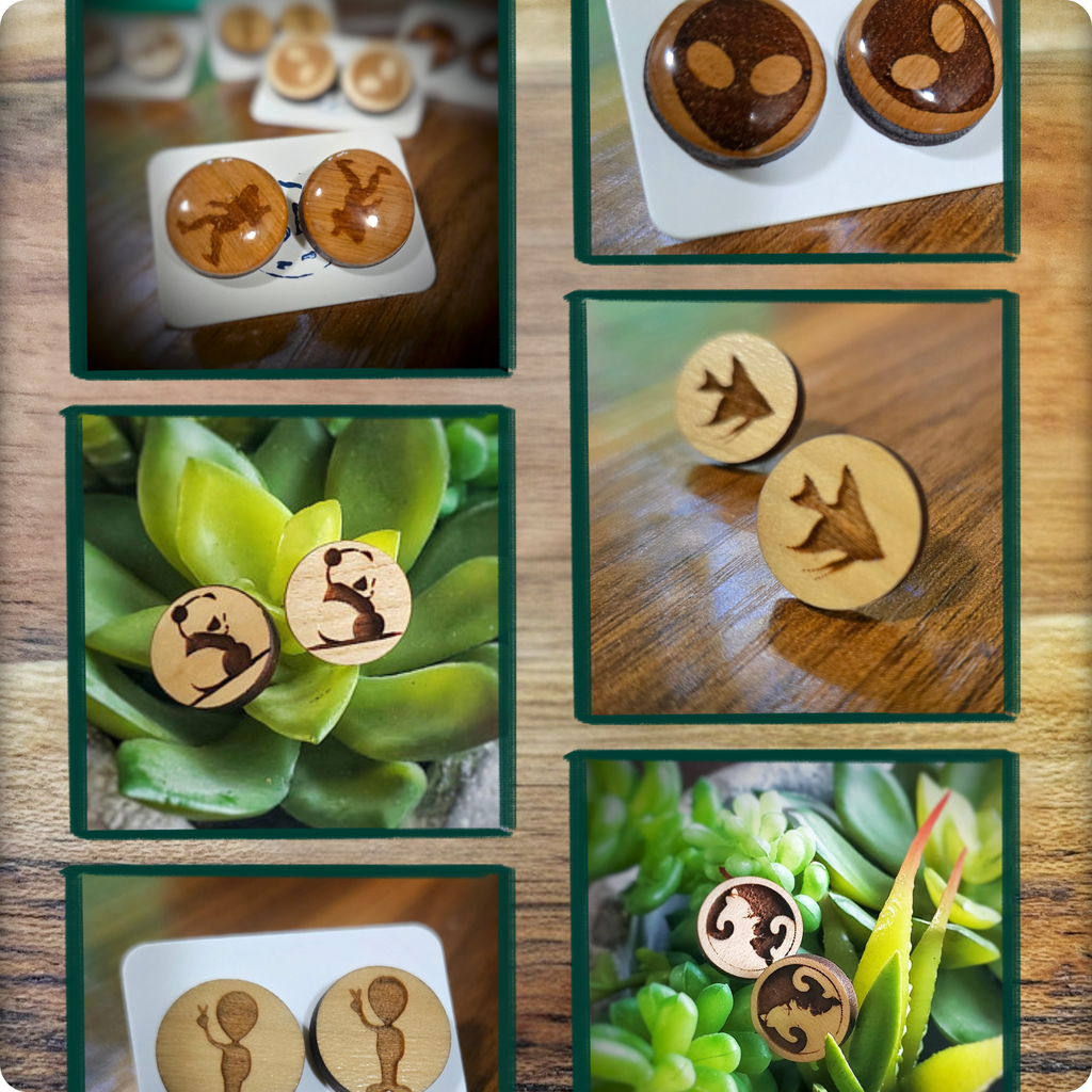 Wooden Stud Earrings – Choose Your Design