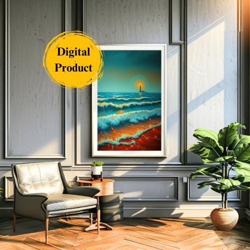 Lighthouse Coastal Art Prints: Mystical Ocean Set of 3 (Digital Download)