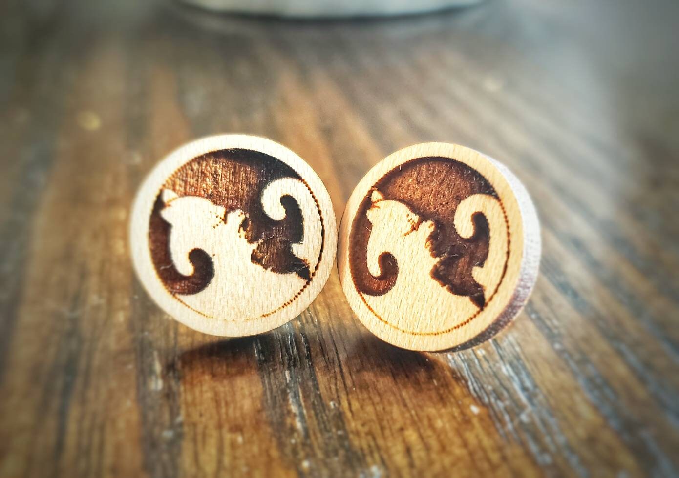 Yin Yang Cat Earrings