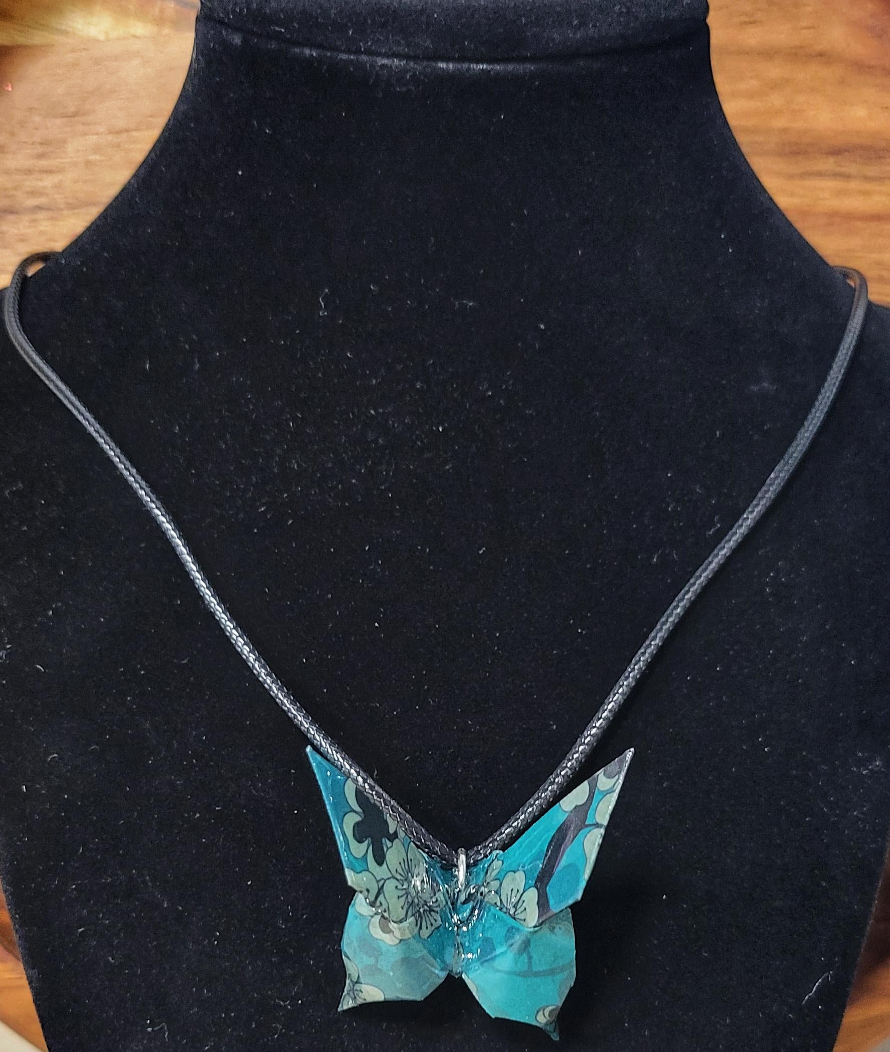 Origami Butterfly Necklace: Floral Paper Jewelry