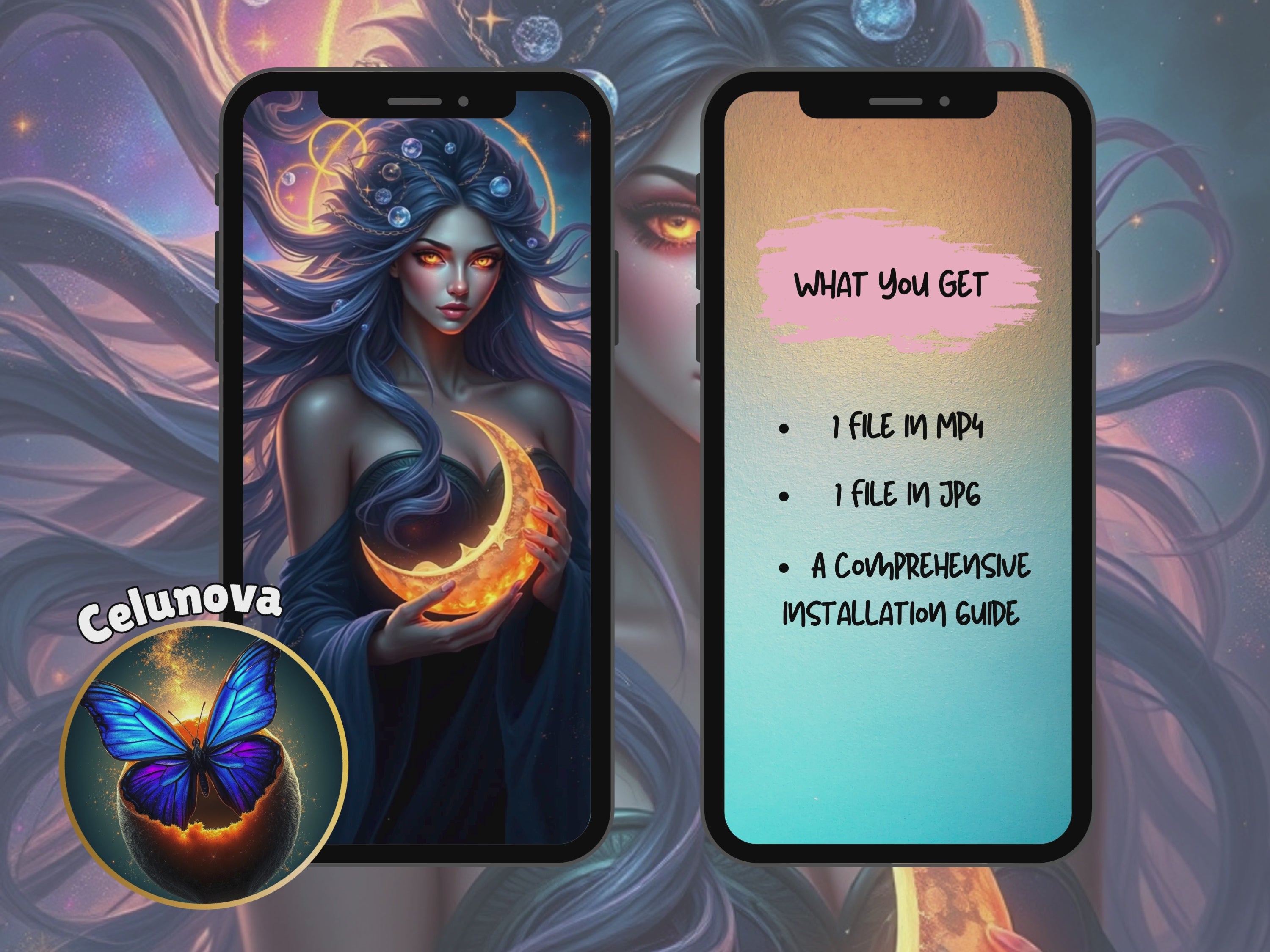 Moon Goddess Live Wallpaper: Celestial Fantasy Background (Digital Download)